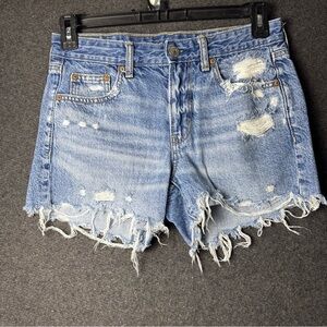 American Eagle Womens 4 Jean Shorts Cut Off Distressed Fray Raw Hem Tomgirl Midi